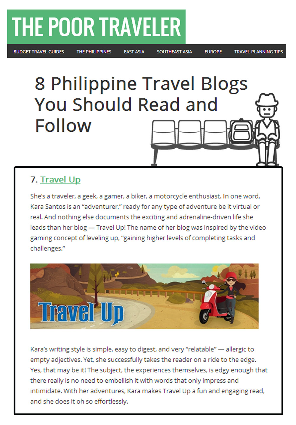 TravelUp feature on ThePoorTraveler